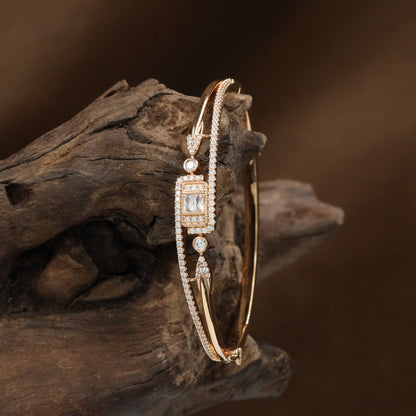 Designer Link Gold Polish Kada with Structured Bar Sections and Border Styling