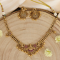 Lakshmi Crest Necklace with Triple Bead Row Chain and Swan Accents