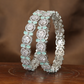 Celestique Crystal Cluster Rhodium Bangles with Round Halo Panels