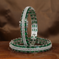 Sculpted Dual-Line Stonework Bangles with Geometric Panel Arrangement