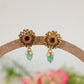 Detailed Floral Stud Earrings with  Crystal Centre and Hanging Drop