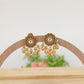 Sunburst Petal Stud Earrings with Gem Centre and Bead Fringe