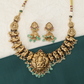 Grand Lakshmi Medallion Necklace with Sculpted Peacock Panel Chain