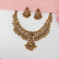 Majestic Peacock Procession Antique Necklace with Twin-Layer Sculpted Links and Floral Stone Clusters