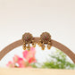 Navapushpa Leaf Medallion Stud with Clustered Stone Centre and Pearl Ball Tassels