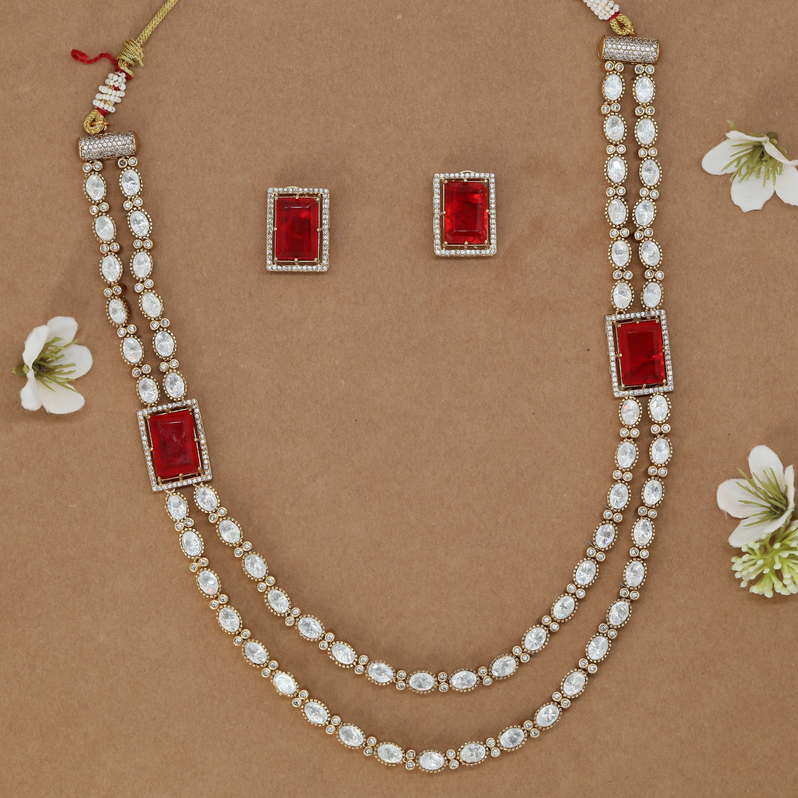 Modern Two Layer Necklace with Rectangular Details