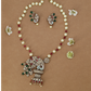 Pearl Beaded Necklace with Peacock Pendant and Matching Stud Earrings