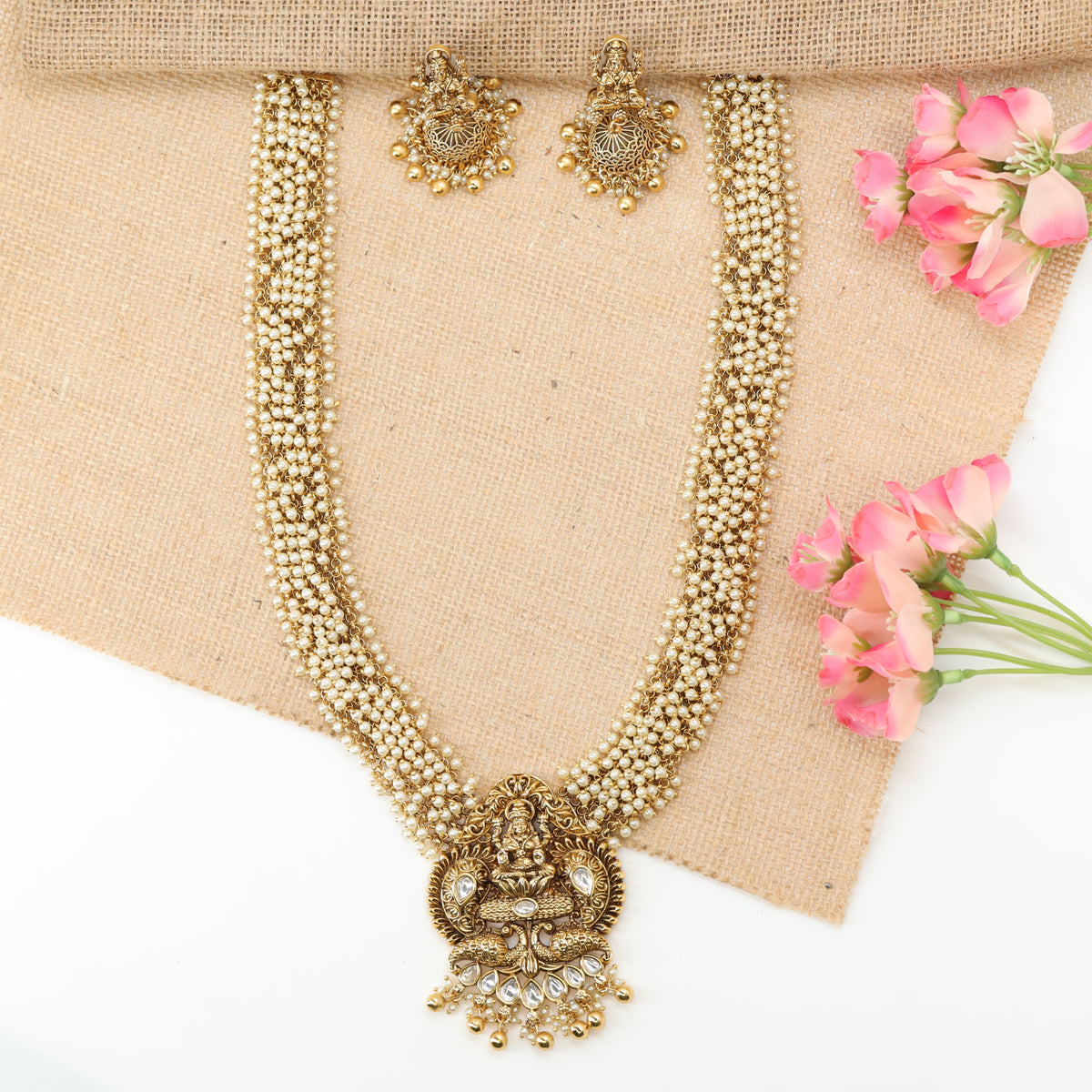 Devayani Ceremonial Multi Row Pearl Haara with Ornamental Drop Tassels