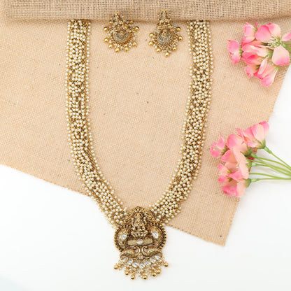 Devayani Ceremonial Multi Row Pearl Haara with Ornamental Drop Tassels