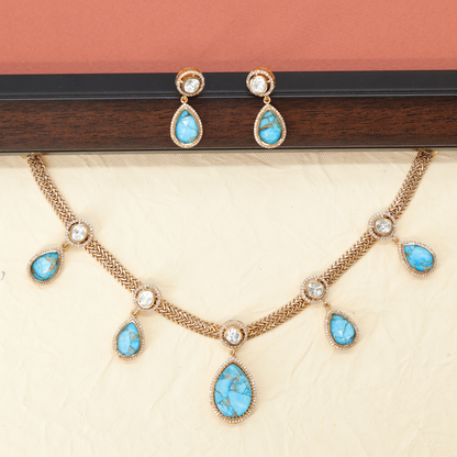 Elegant Rope Style Necklace with Drop Motifs and Matching Earrings