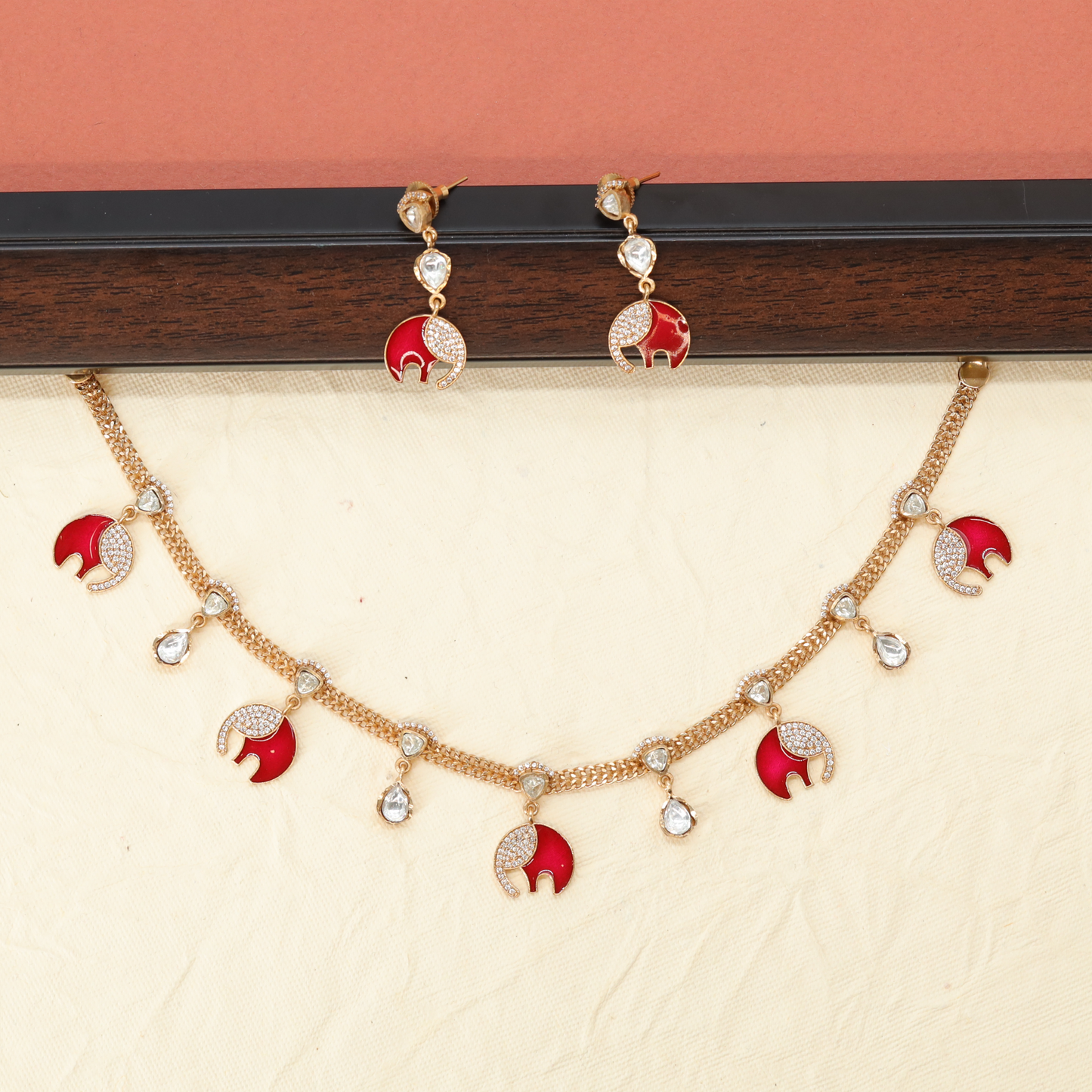Decorative Chain Necklace with Curved Charms