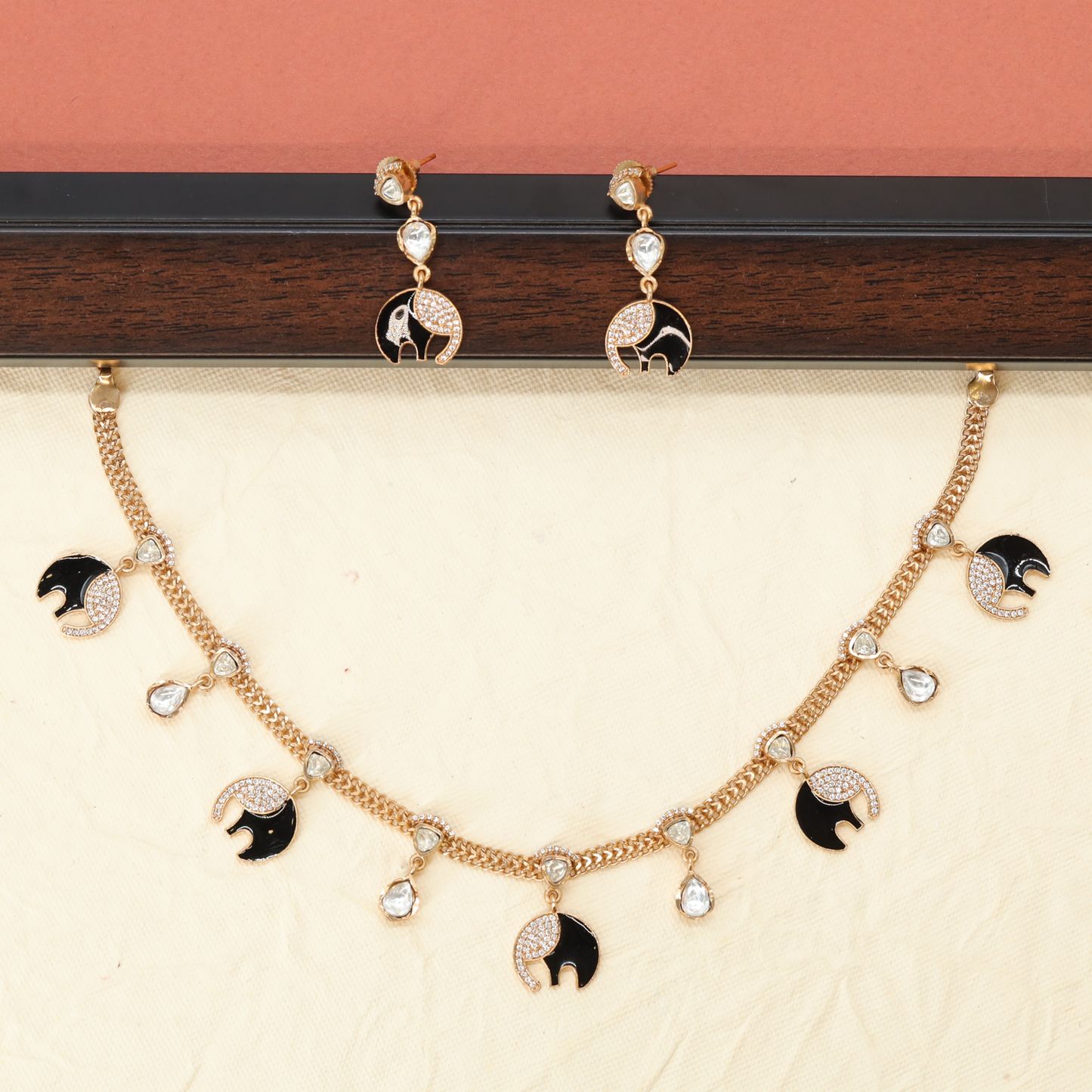 Decorative Chain Necklace with Curved Charms