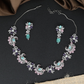 Peacock Motif Floral Necklace Set with Pearl and Crystal Detailing