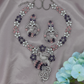 Majestic Swan Motif Floral Necklace Set with Pearl Cluster Detailing