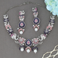 Elephant Motif Floral Statement Necklace Set with Pearl Drop Pendants