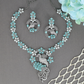 Regal Swan Motif Necklace Set with Floral Crytalstal Links and Statement Pendant