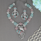 Regal Swan Motif Necklace Set with Floral Crytalstal Links and Statement Pendant