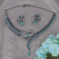Veloura Swan Wing Necklace Set with Crytalstal Feather Panels and Center Drop