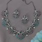 Dazzling Crytalstal Petal Necklace Set with Cluster Motifs and Decorative Drops