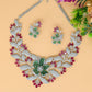 Grand Botanical Crystal Necklace Set with Artistic Floral Motif
