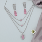 Multi Strand Necklace with Minimal Chain Lines and Statement Drop Earrings