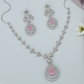 Leaf Link Necklace with Teardrop Pendant and Matching Statement Earrings