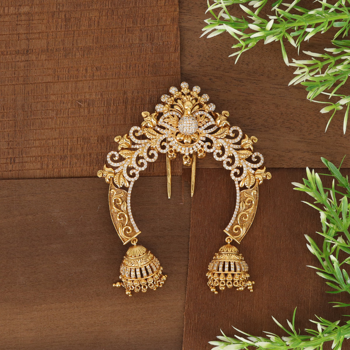 Prabhavali Ornamental Arch with Filigree Panels and Dome Drops