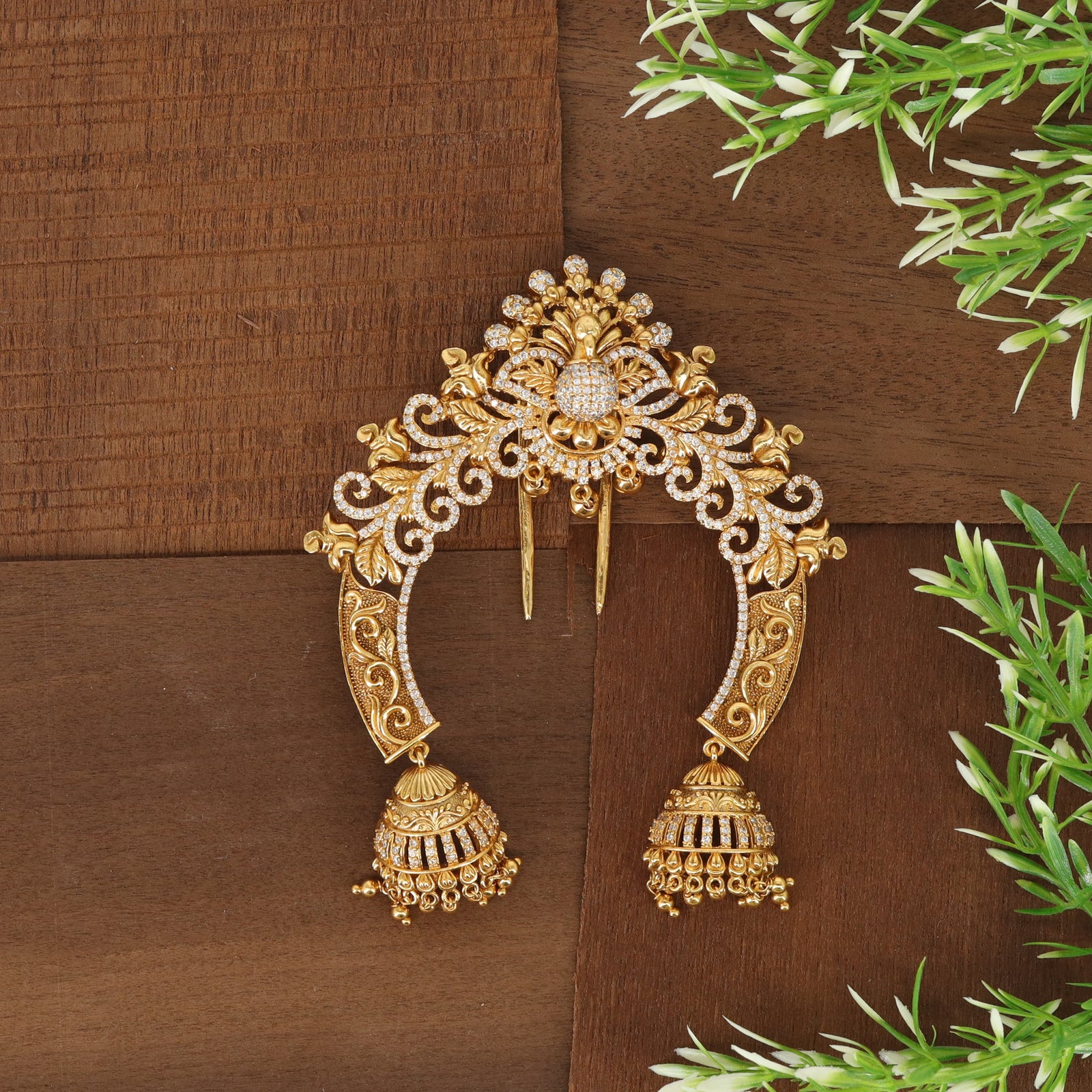 Prabhavali Ornamental Arch with Filigree Panels and Dome Drops