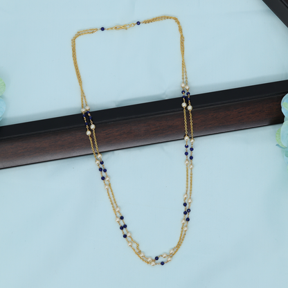 Elegant Double Strand Beaded Chain with Fine Gold Links
