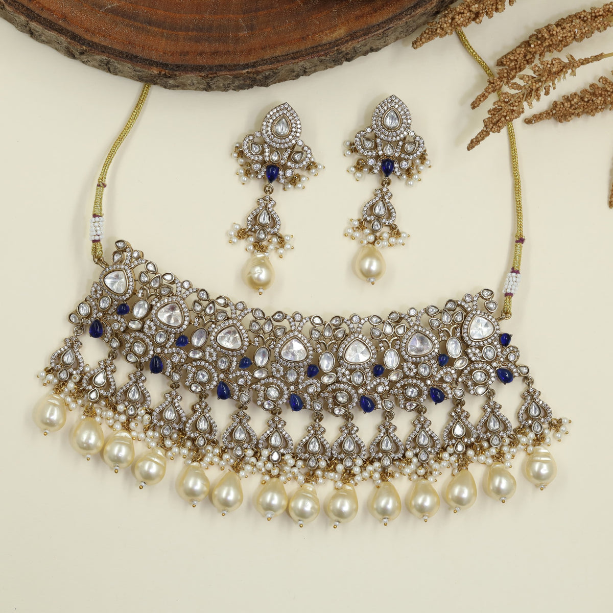 Victorian Choker with Pear Drop Fringe and Openwork Design