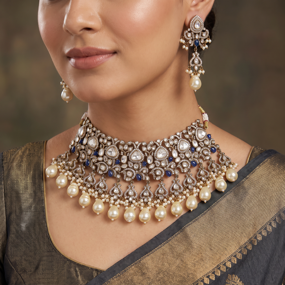 Victorian Choker with Pear Drop Fringe and Openwork Design