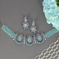 Designer Beaded Choker with Teardrop Motif Arrangement and Matching Dangle Earrings