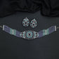 Floral medallion Crystal Chokers with multi-strand beadwork and ornate centrepiece