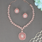 Radiating Floral Crytalstal Necklace with Petal Pattern Chain and Circular Pendant