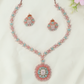 Radiating Floral Crystal Necklace with Petal Pattern Chain and Circular Pendant