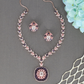 Radiating Floral Crystal Necklace with Petal Pattern Chain and Circular Pendant