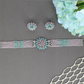 Artistic Flower Motif Crytalstal Choker with Multi Row Bead Layou