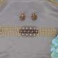 Radiant Hexagon Motif Choker with Layered Pearl Band Structure