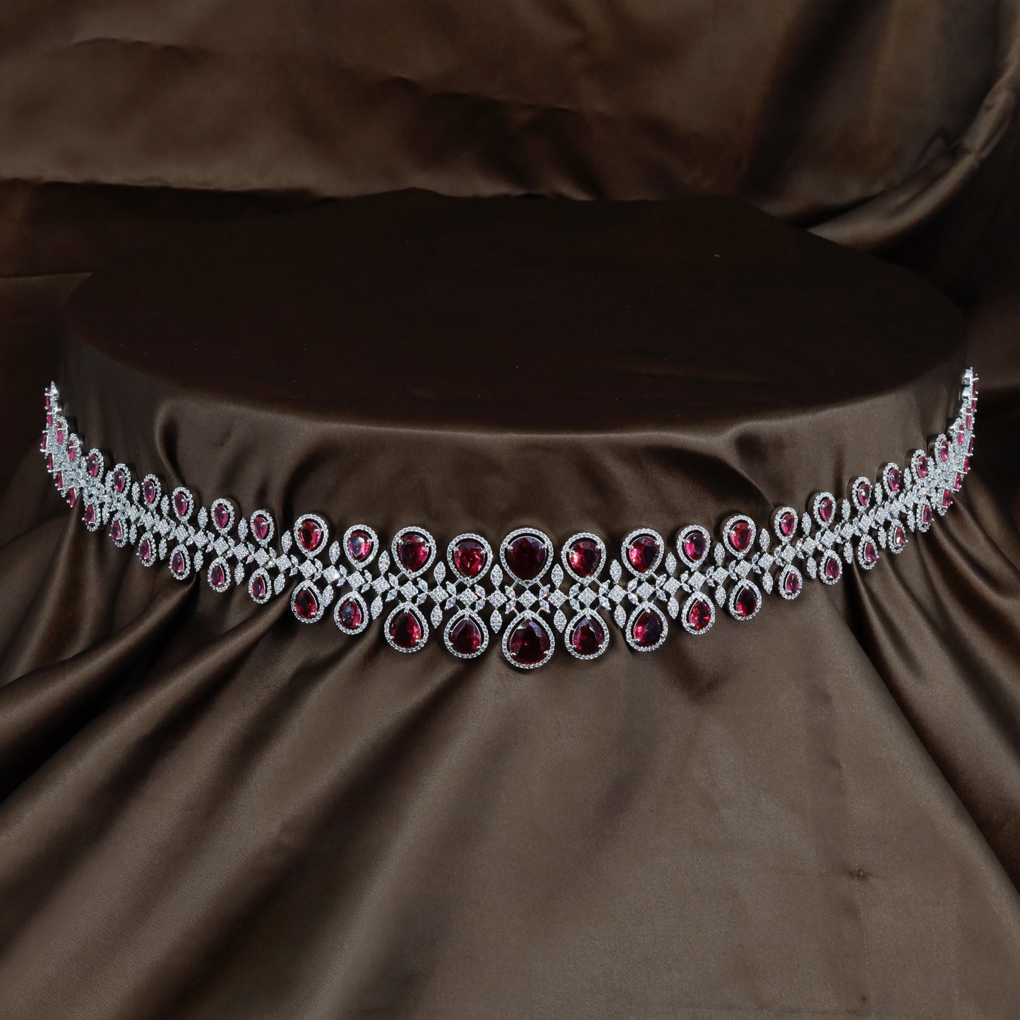 Premium Rhodium Waist Belt Crafted with Graduated Round and Teardrop Forms