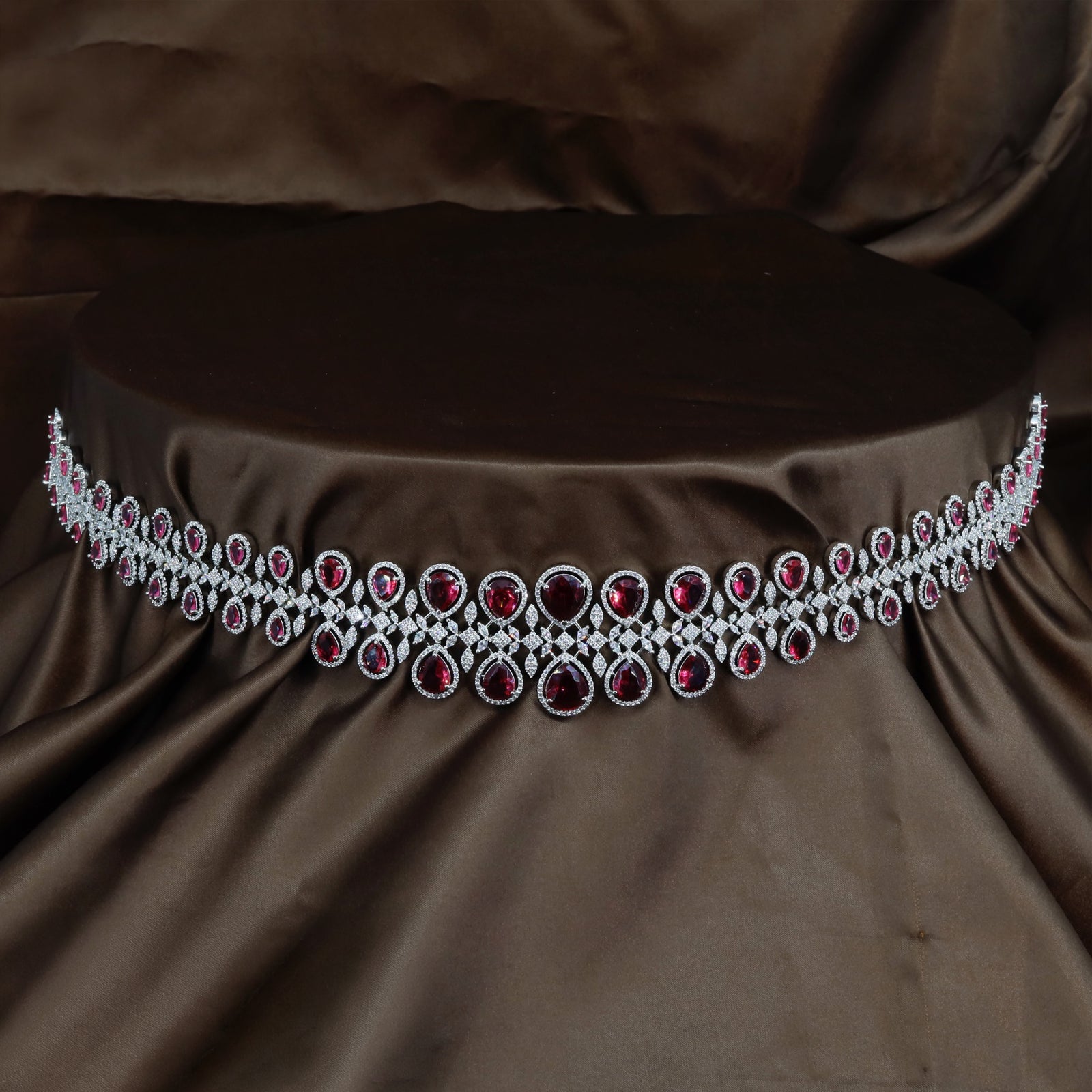 Premium Rhodium Waist Belt Crafted with Graduated Round and Teardrop Forms