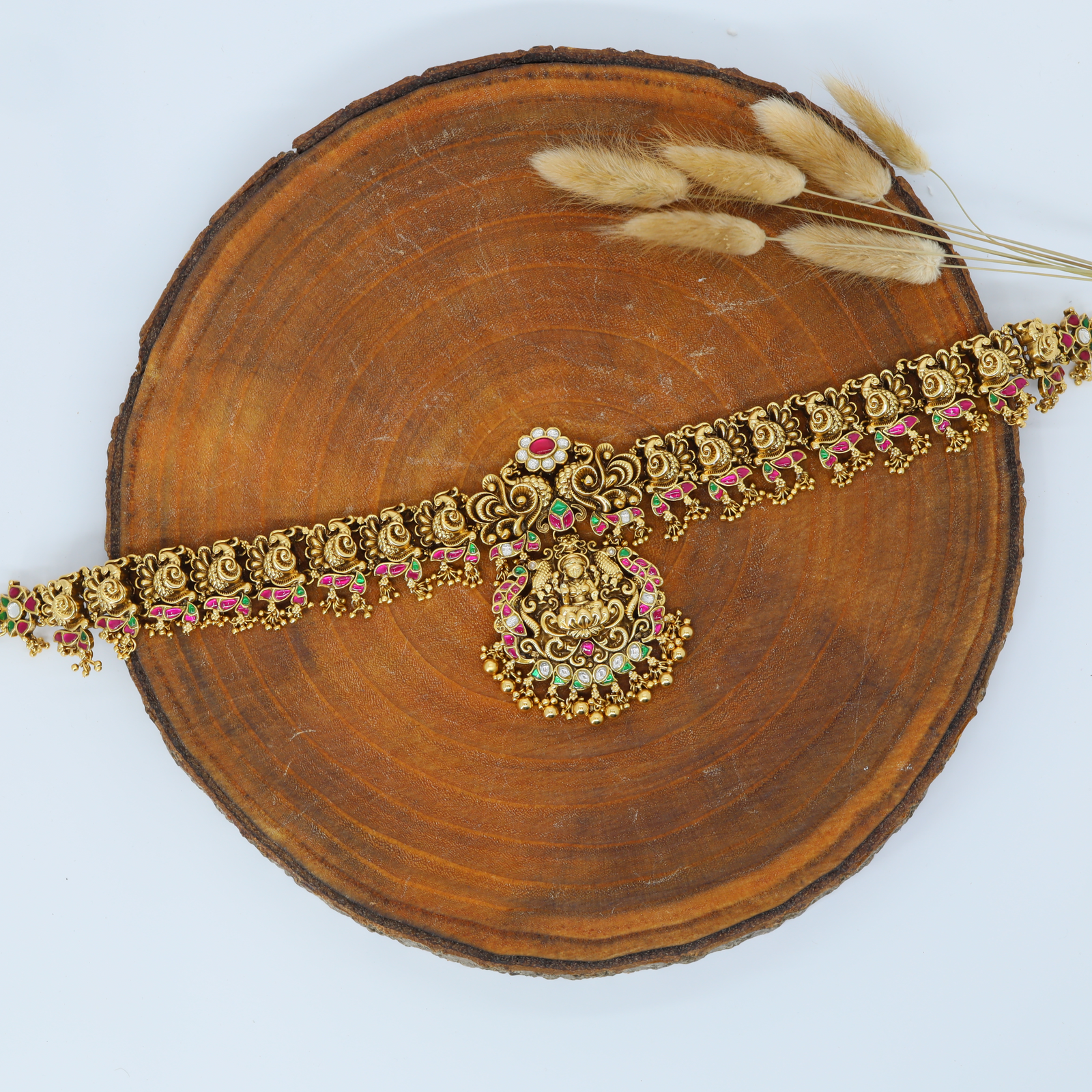 Shringarika Lakshmi Wasit Belt with Carved Motif Links and Fringe Tassels