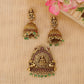 Antique Lakshmi pendant set with twin swan detailing and pearl drops
