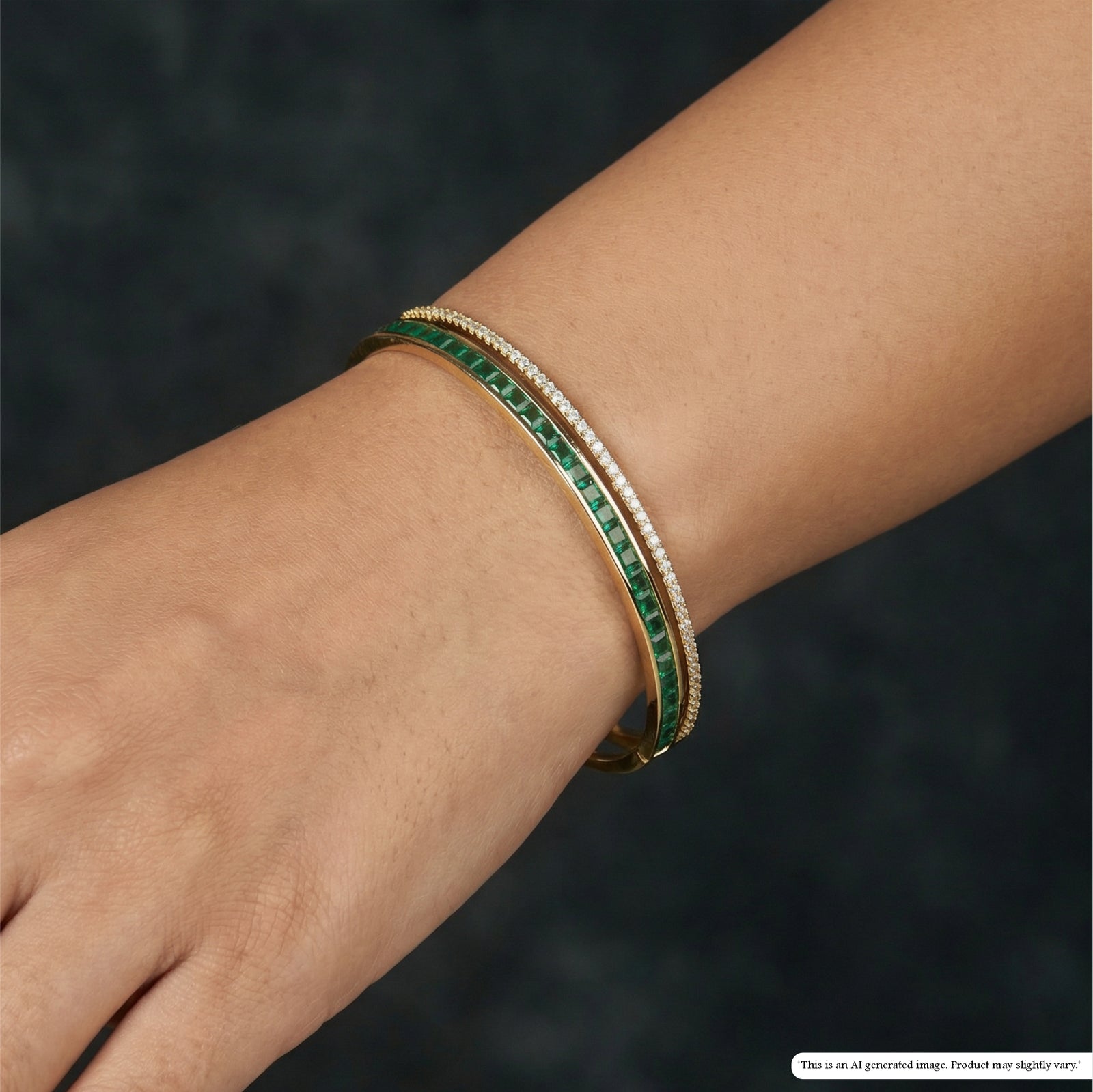 Sleek Dual Line Open Cuff Bracelet with Channel Set Accents and Studded Border