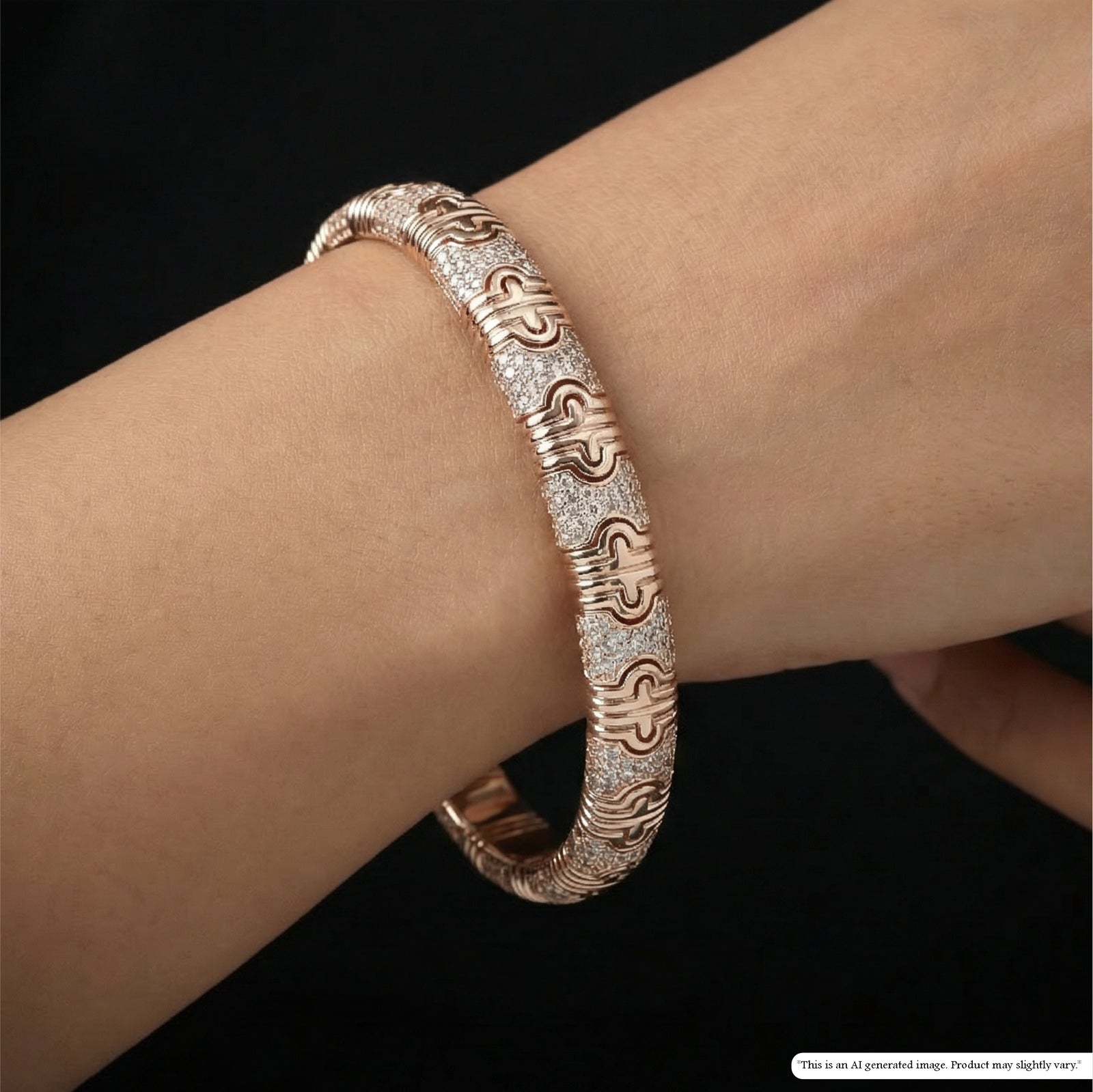Classic Pattern Bracelet with Continuous Design and Raised Motif Elements