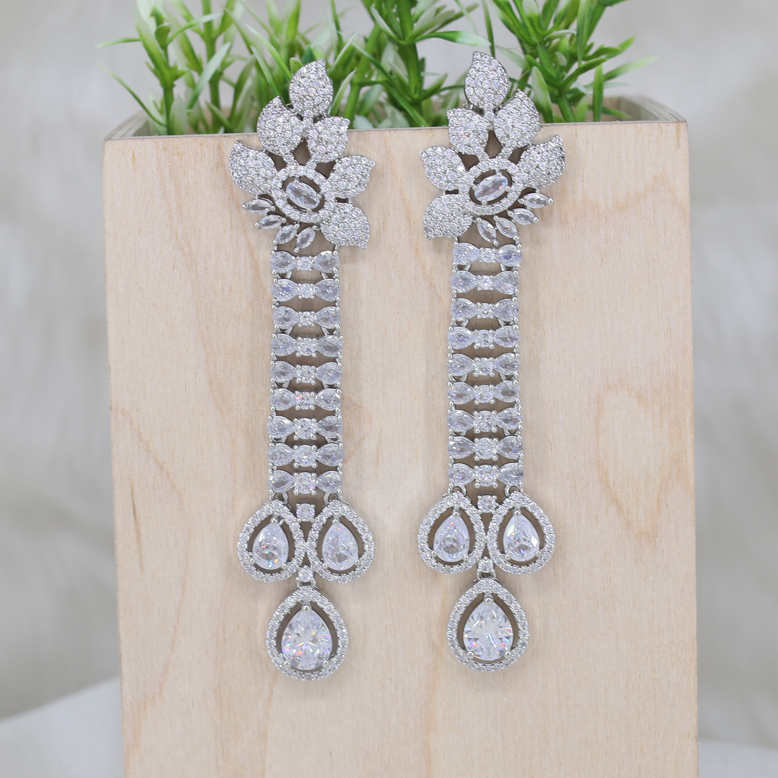 Graceful Petal Top Earrings with Cascading Drop Elements