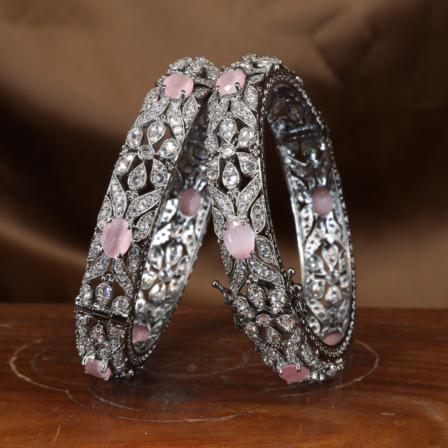 Royal Festive Crytalstal Bangles with Detailed Ornamental Motif Layout