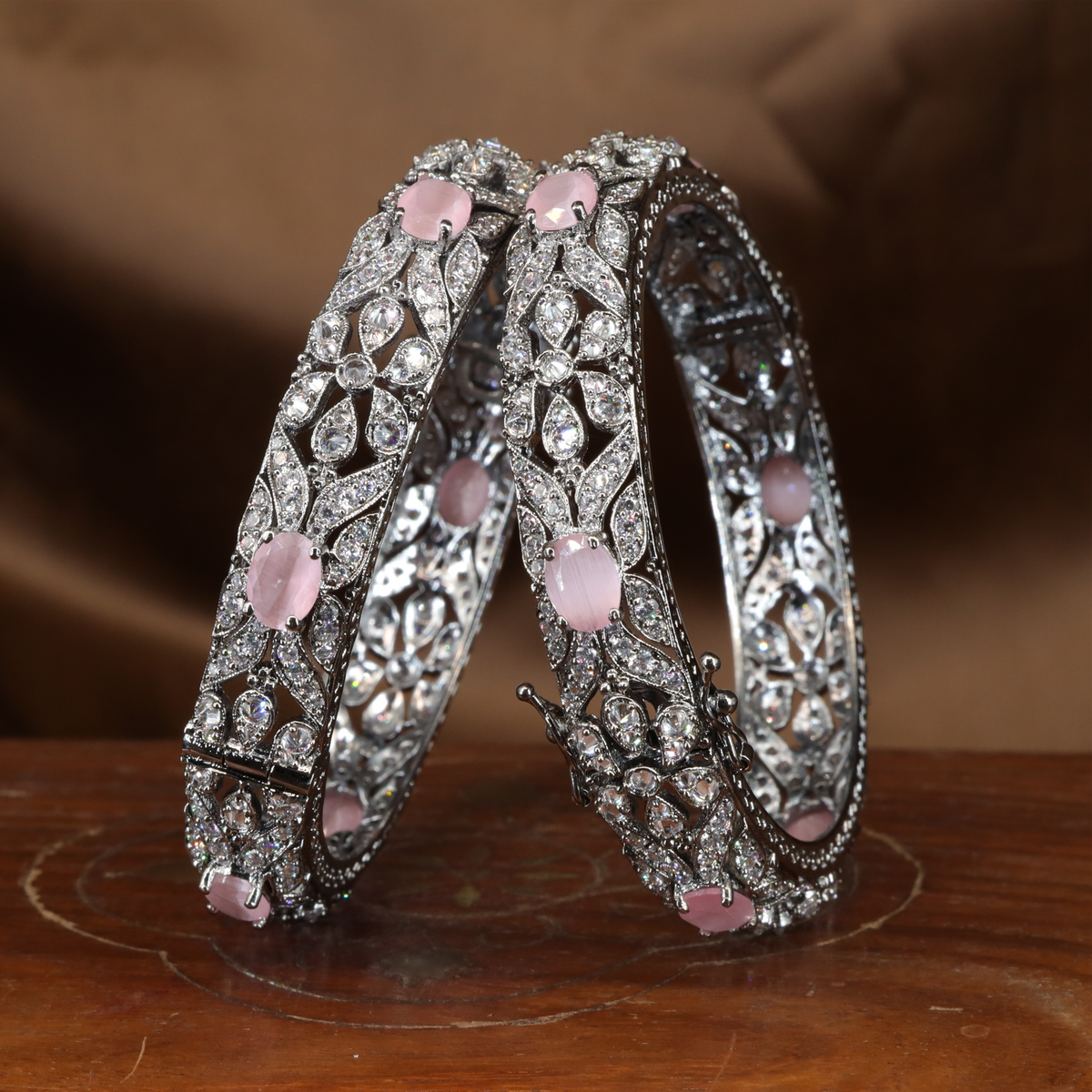 Royal Festive Crytal Bangles with Detailed Ornamental Motif Layout