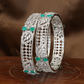 Refined Honeycomb Frame Bangles with Floral Accent Clusters