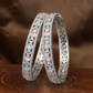 Grand Lattice Detail Rhodium Bangles with Repeating Motif Sections