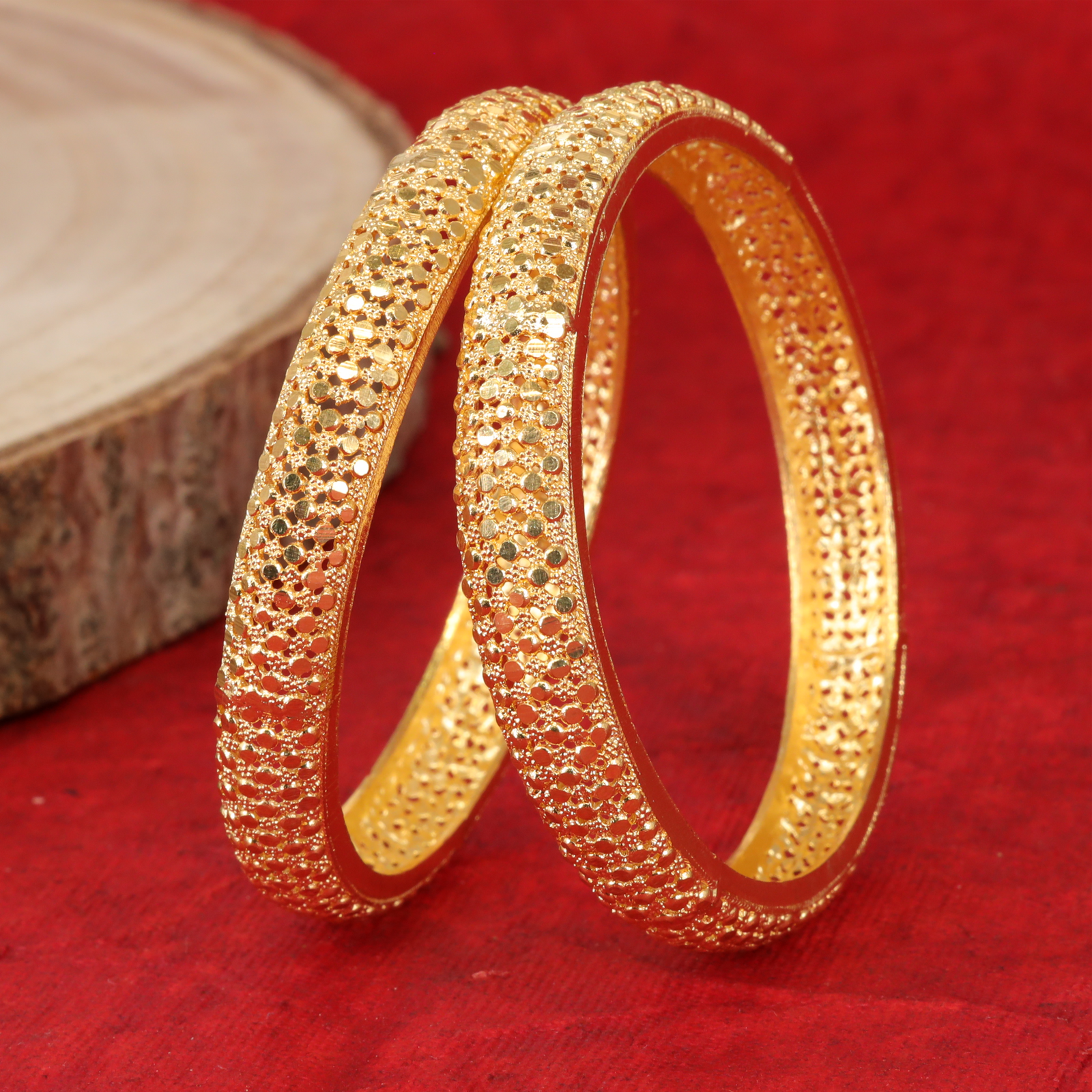 Sparkling Micro Pattern Forming Bangles with Rich Textured Finish
